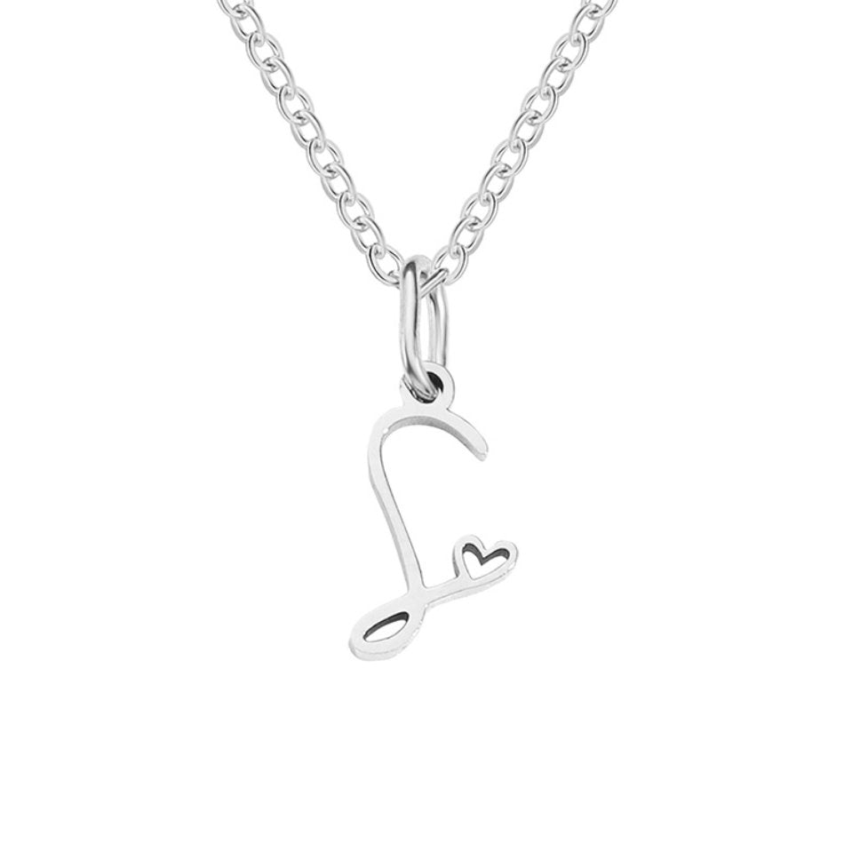 Collar de Corazón con Letra de Plata