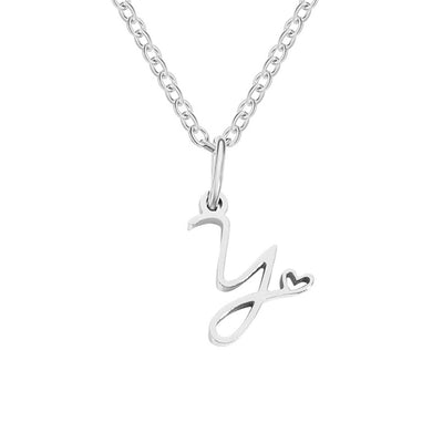 Collar de Corazón con Letra de Plata