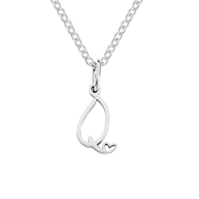 Collar de Corazón con Letra de Plata