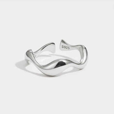 Anillo Ajustable Onda Plateada