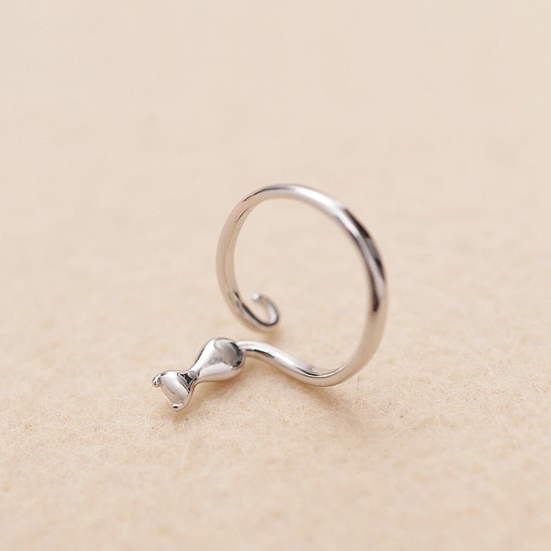 Anillo de gato adorable de acero inoxidable