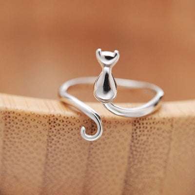 Anillo de gato adorable de acero inoxidable