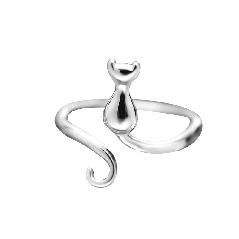 Anillo de gato adorable de acero inoxidable