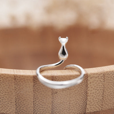 Anillo de gato adorable de acero inoxidable