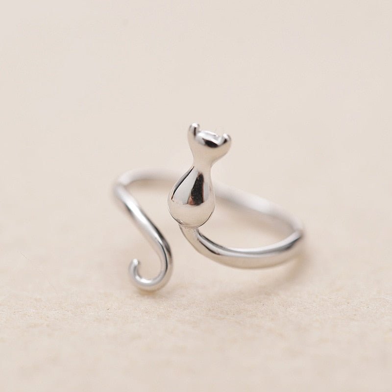 Anillo de gato adorable de acero inoxidable