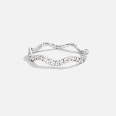 Anillo Zenya de Cristal y Ondas de Plata